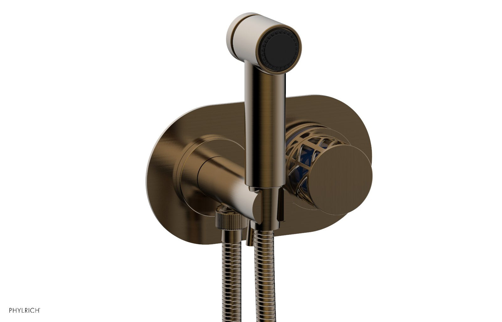 Phylrich JOLIE Wall Mounted Bidet, Round Handle with "Navy Blue" Accents