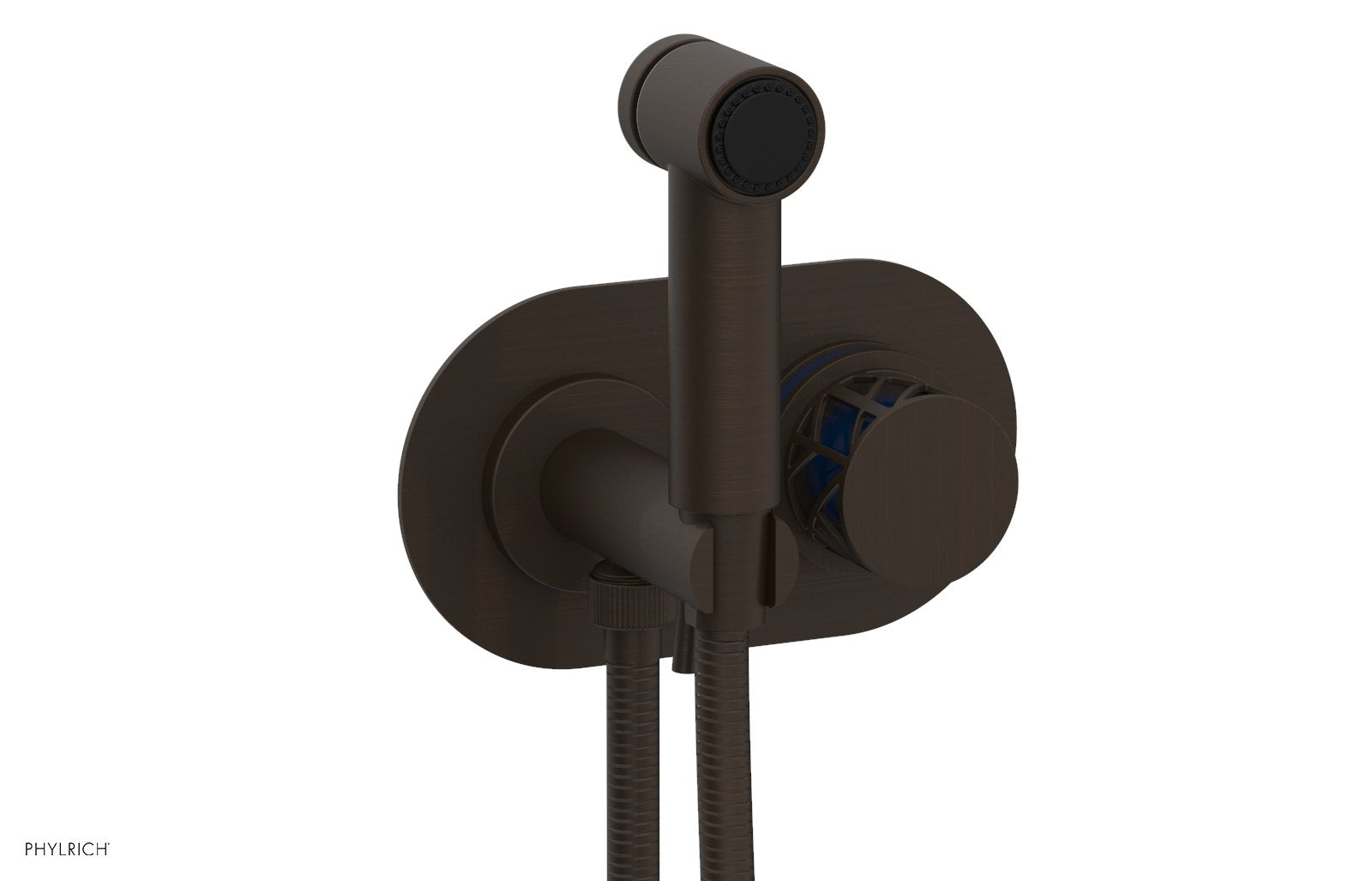 Phylrich JOLIE Wall Mounted Bidet, Round Handle with "Navy Blue" Accents