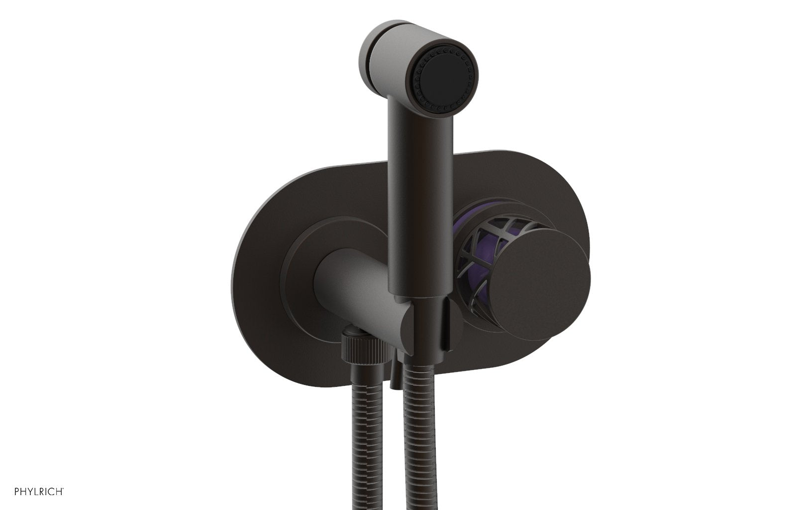 Phylrich JOLIE Wall Mounted Bidet, Round Handle with "Purple" Accents
