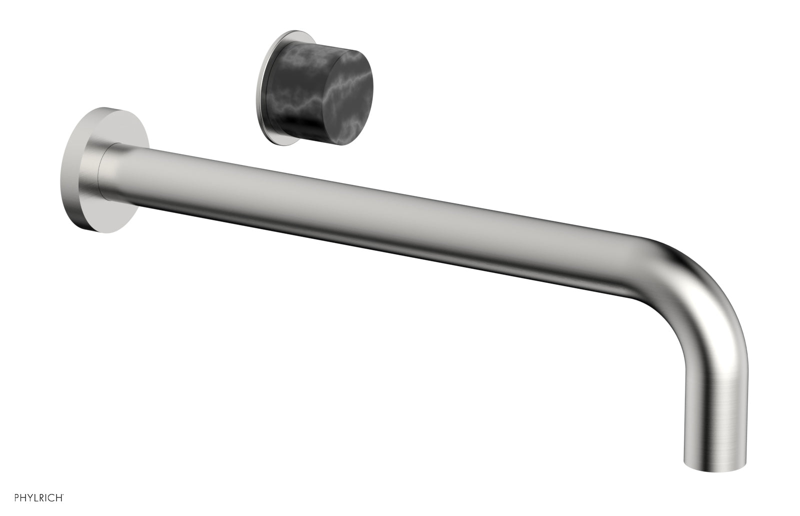 Phylrich Basic II 12" Single Handle Wall Lavatory Set - Black Marble Handle