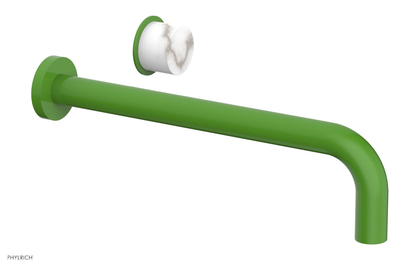 Phylrich Basic II 12" Single Handle Wall Lavatory Set - White Marble Handle