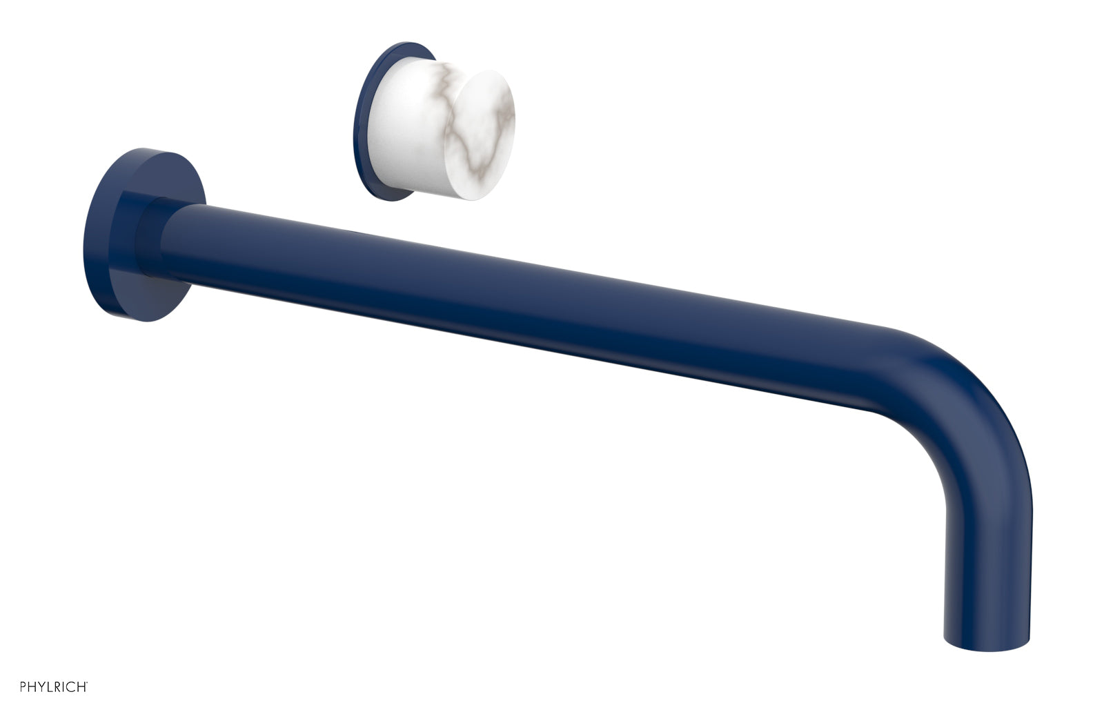 Phylrich Basic II 12" Single Handle Wall Lavatory Set - White Marble Handle