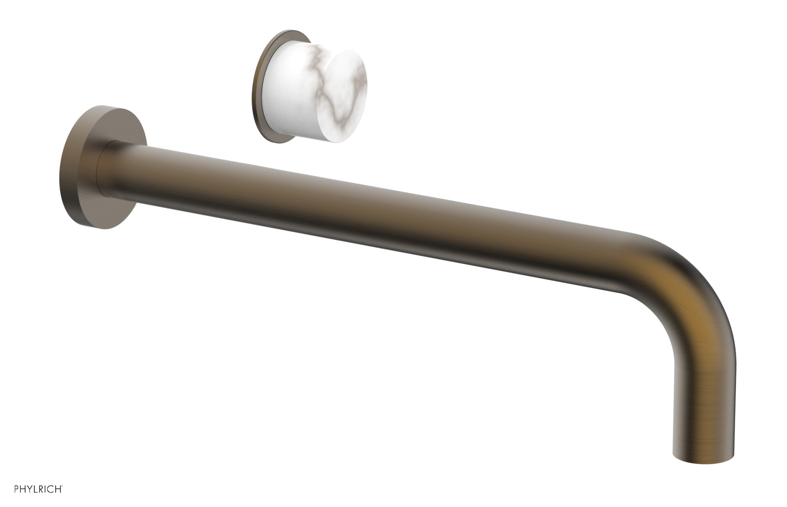 Phylrich Basic II 12" Single Handle Wall Lavatory Set - White Marble Handle