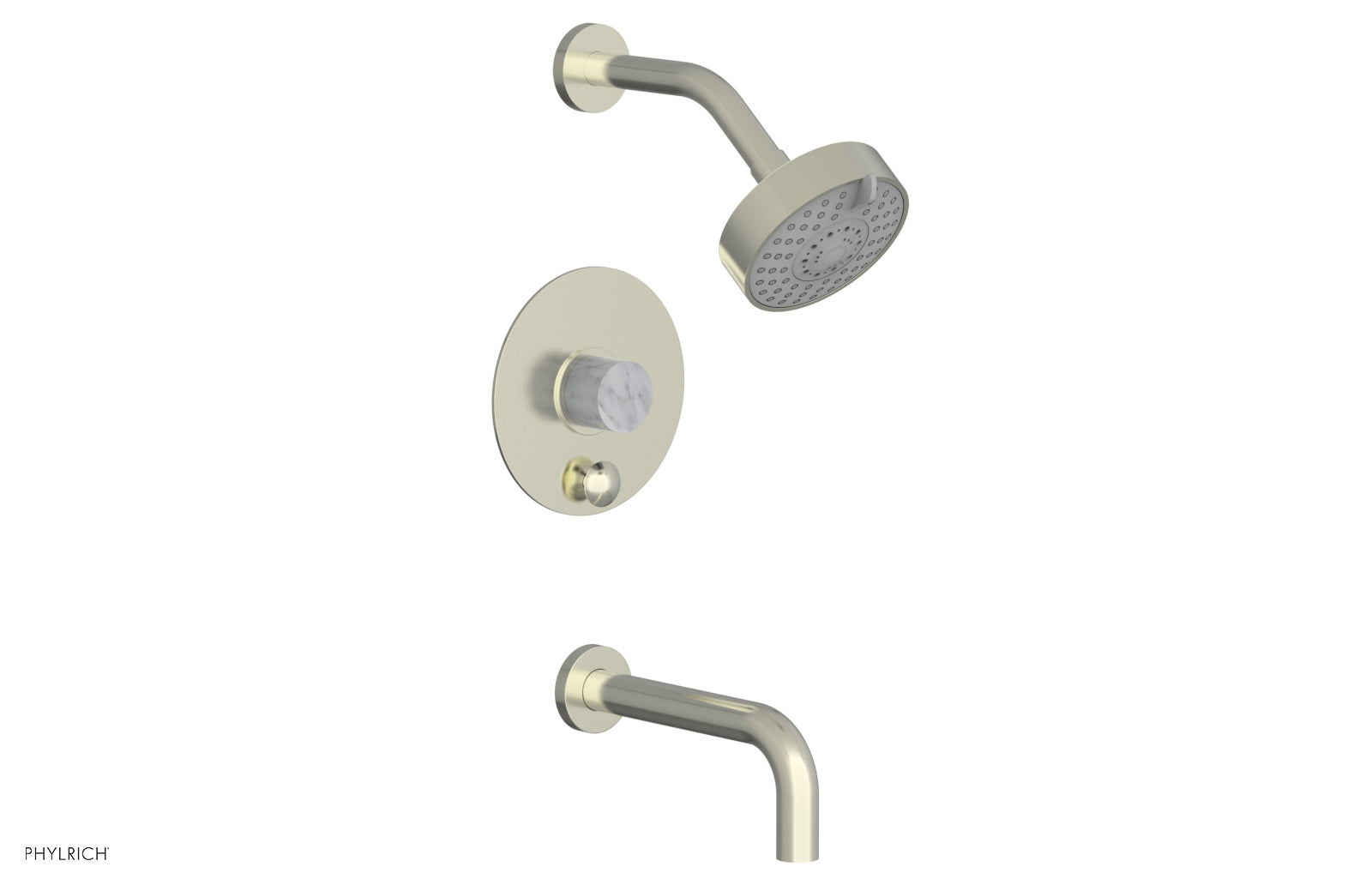 Phylrich BASIC II Pressure Balance Tub and Shower Set - White Marble