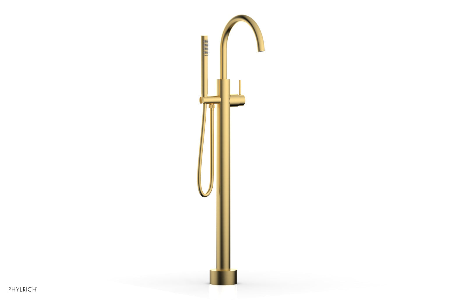 Phylrich BASIC II Tall Floor Mount Tub Filler - Lever Handle with Hand Shower