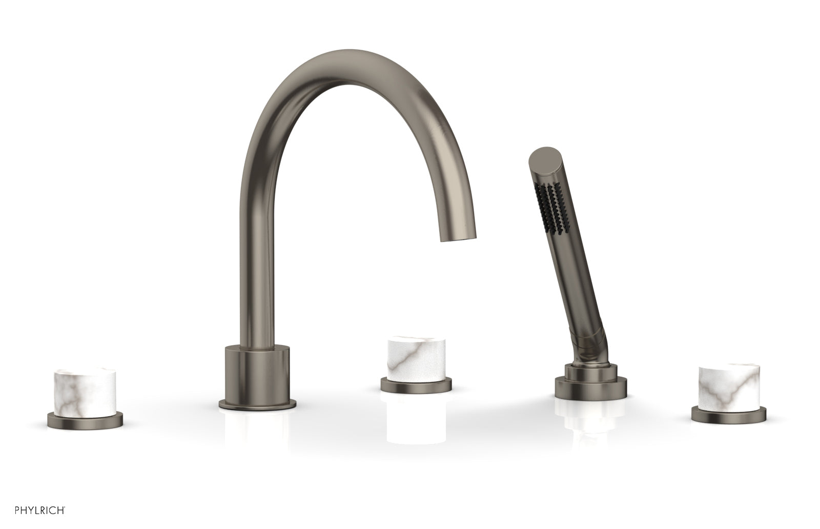 Phylrich BASIC II Deck Tub Set with Hand Shower - White Marble