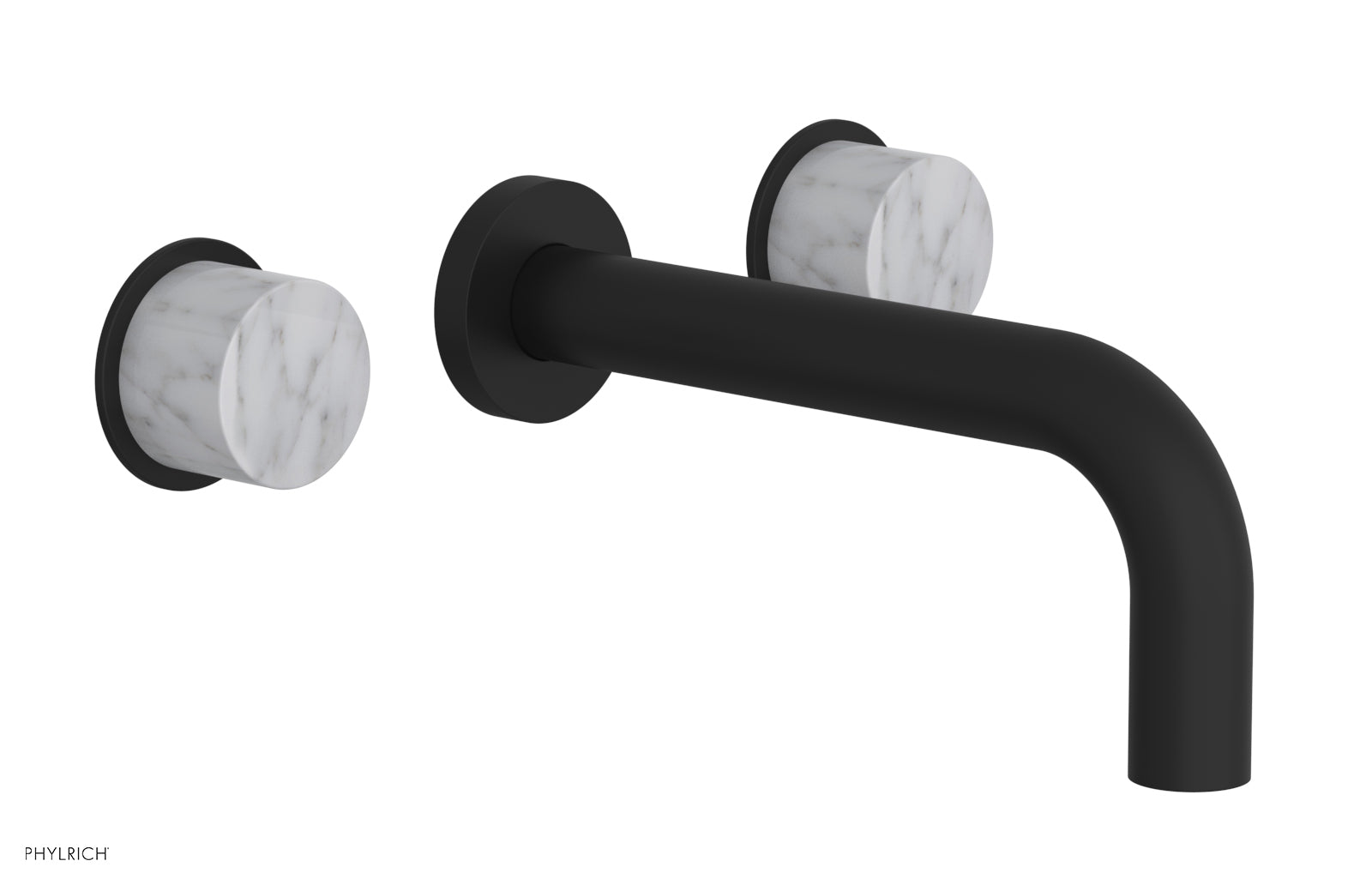 Phylrich BASIC II Wall Tub Set, White Marble Handles