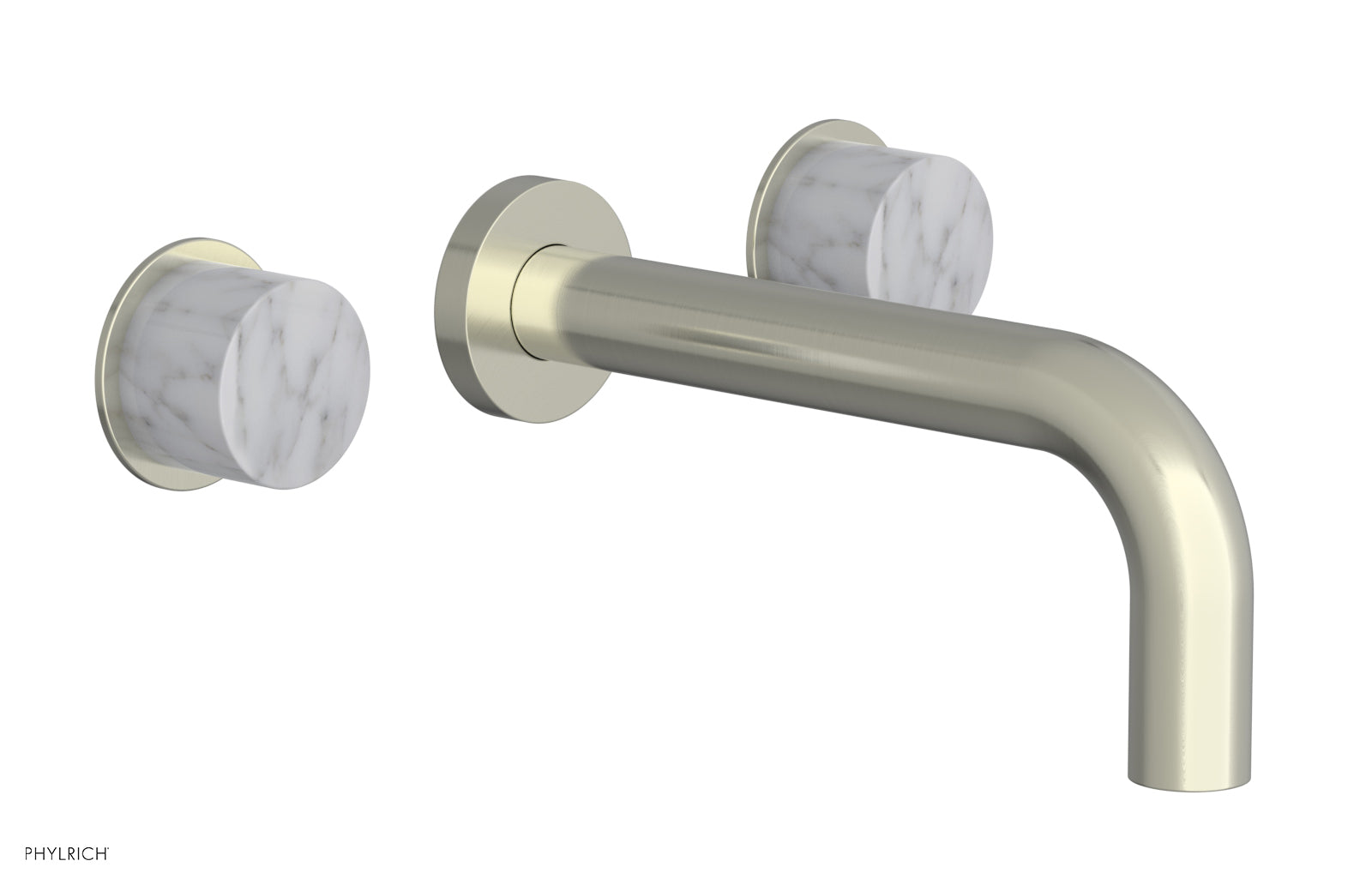 Phylrich BASIC II Wall Tub Set, White Marble Handles