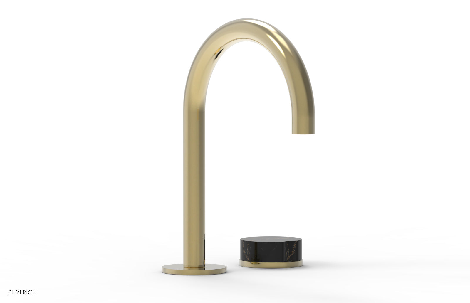 Phylrich CIRC Single Handle Faucet - High Spout, Black Marble Handles