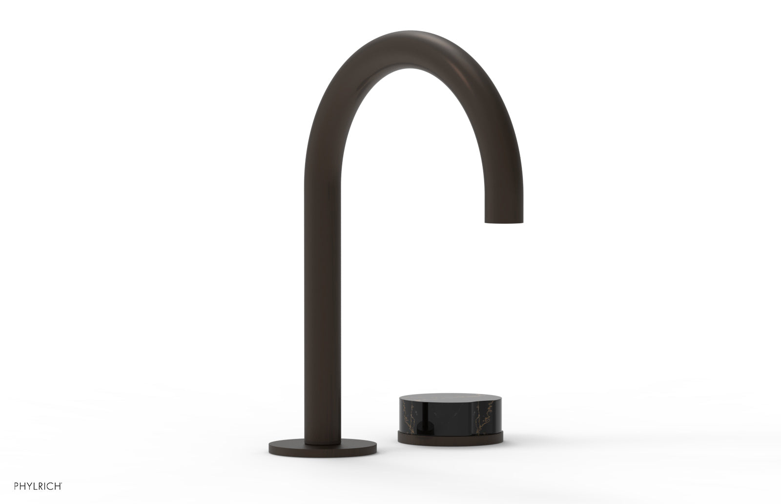 Phylrich CIRC Single Handle Faucet - High Spout, Black Marble Handles