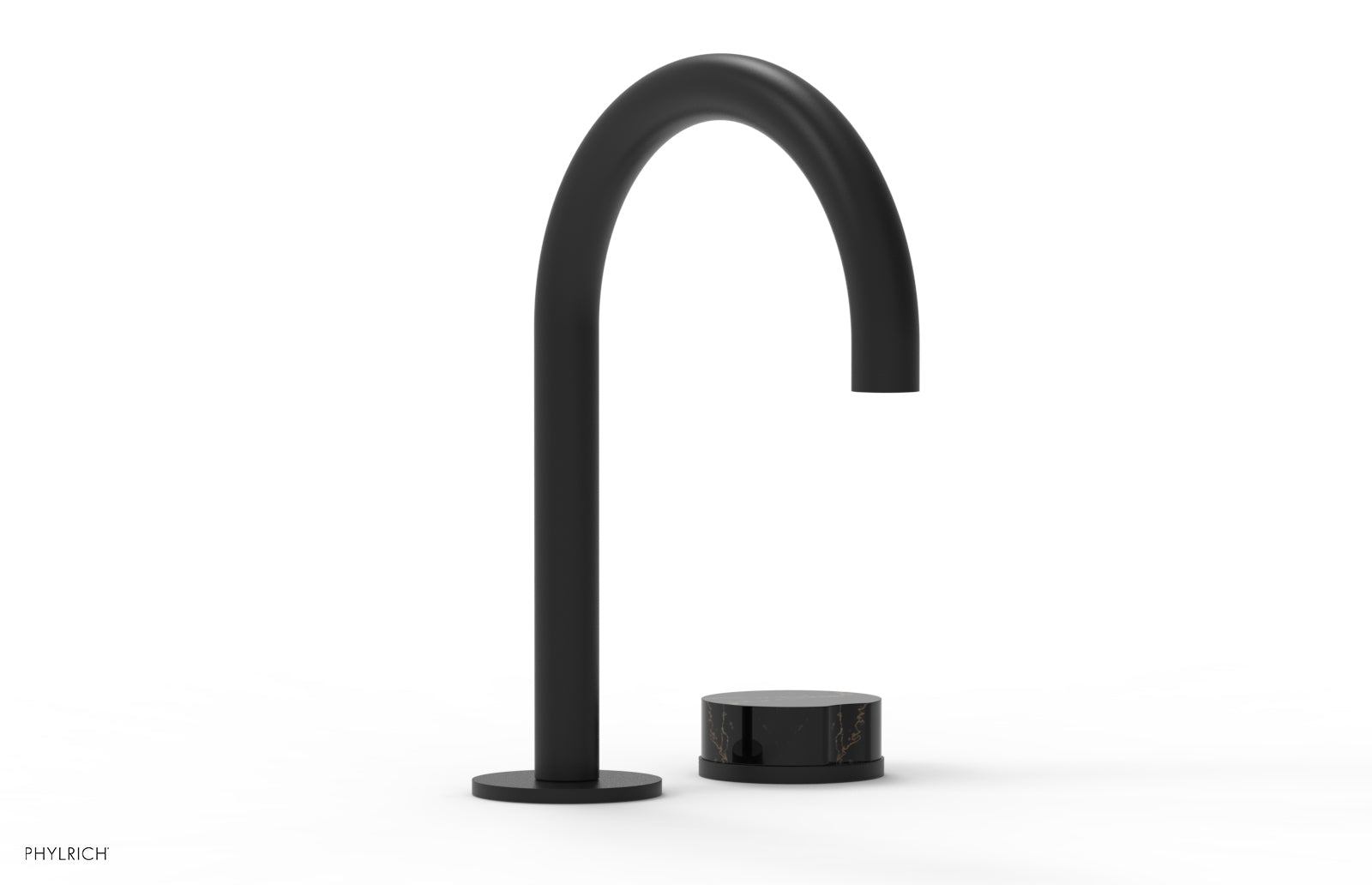 Phylrich CIRC Single Handle Faucet - High Spout, Black Marble Handles
