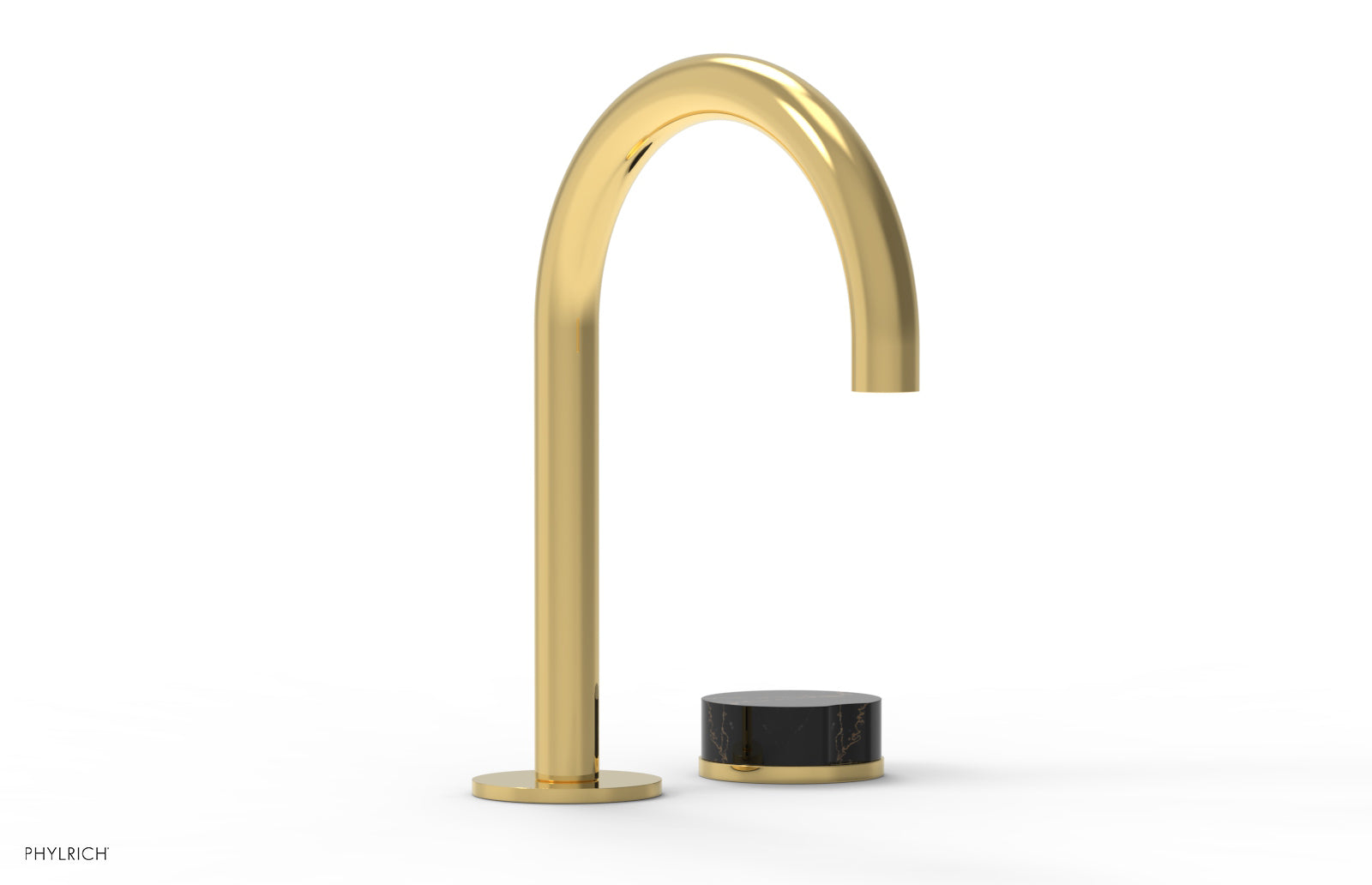 Phylrich CIRC Single Handle Faucet - High Spout, Black Marble Handles