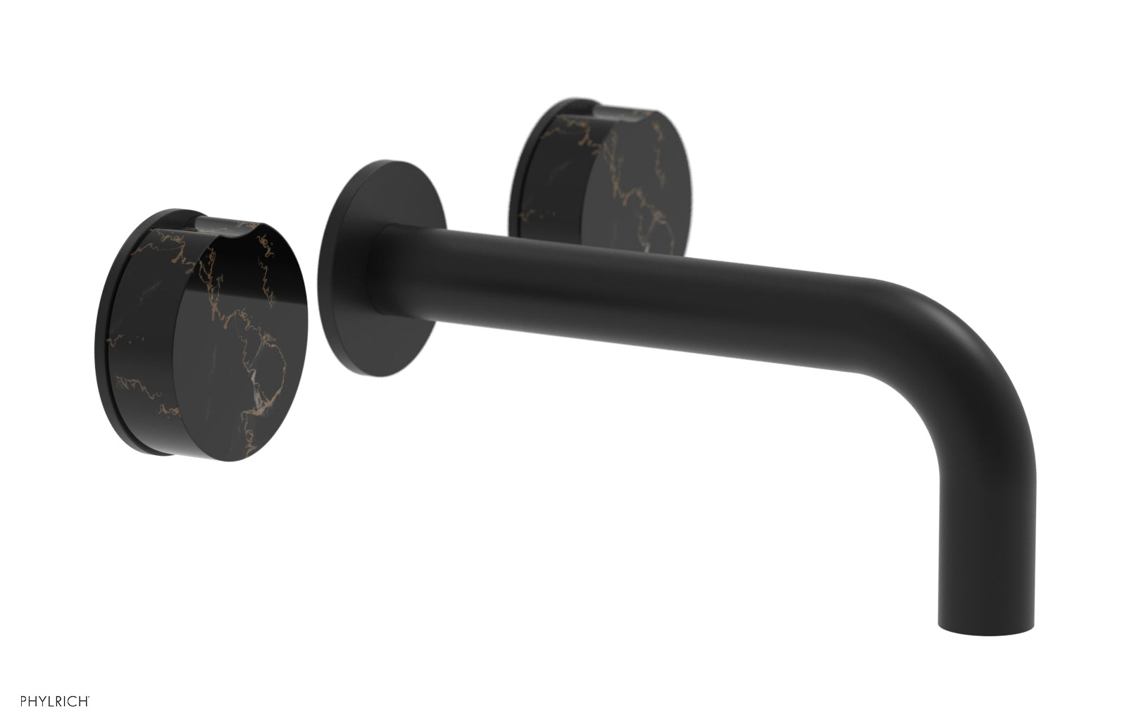 Phylrich CIRC Wall Lavatory Set, Black Marble Handles