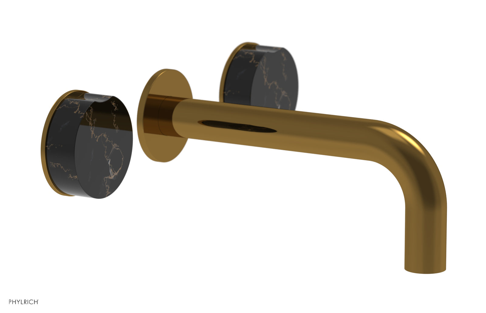 Phylrich CIRC Wall Lavatory Set, Black Marble Handles