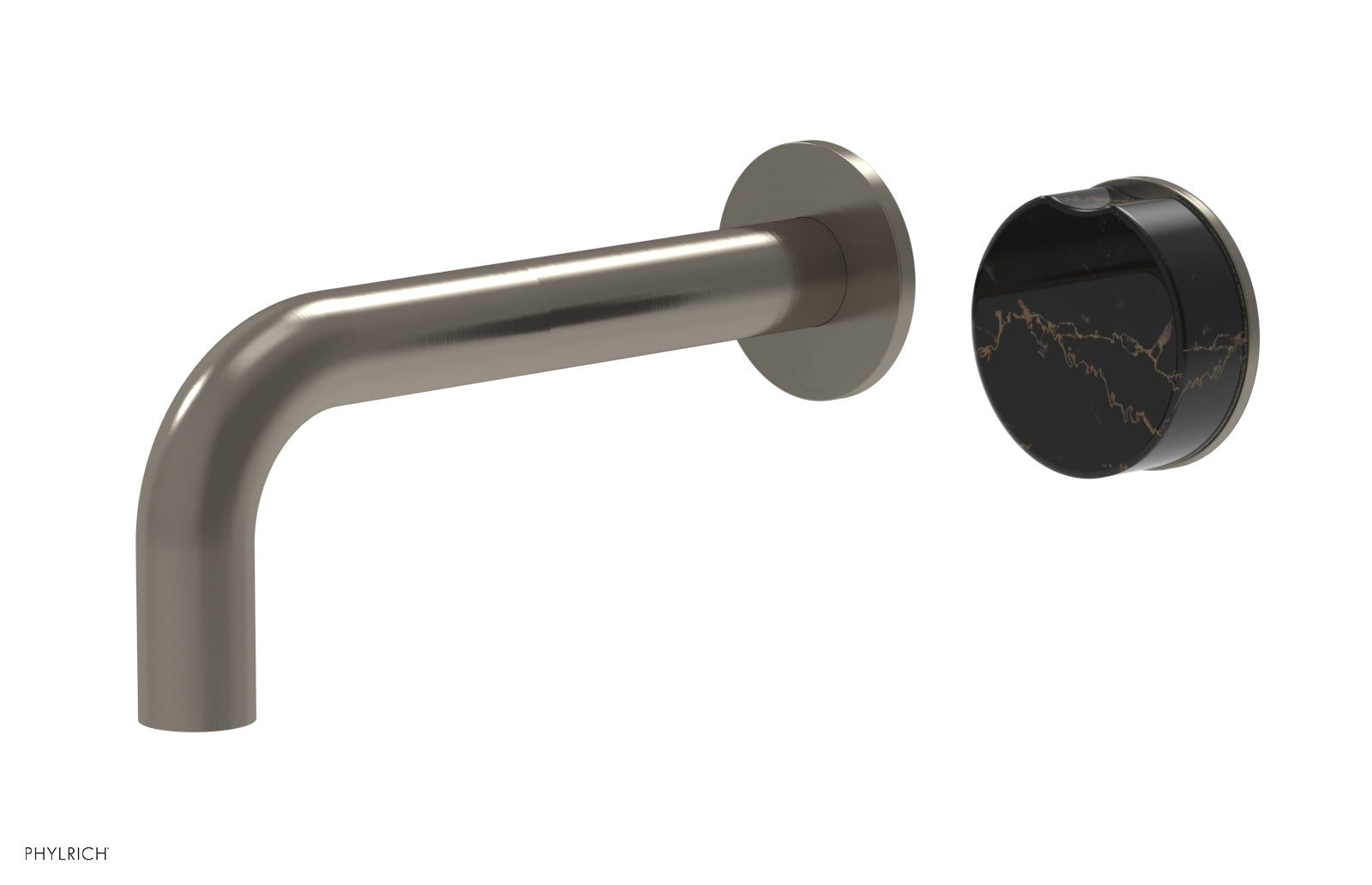 Phylrich CIRC Single Handle Wall Lavatory Set - Black Marble Handle