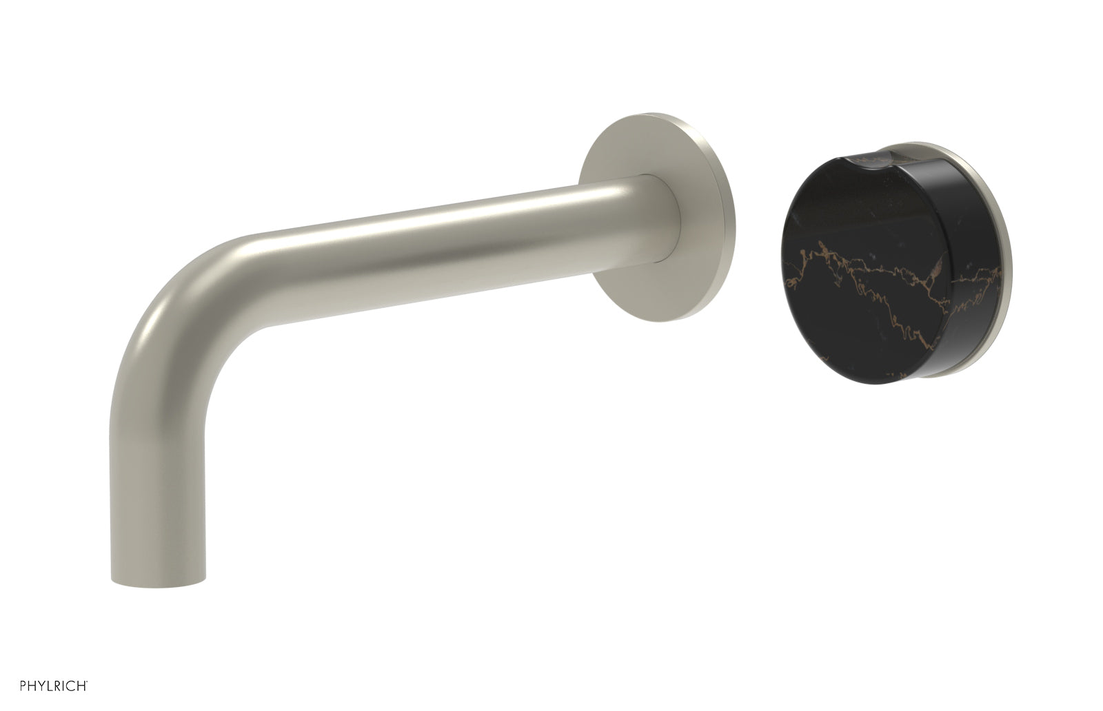 Phylrich CIRC Single Handle Wall Lavatory Set - Black Marble Handle