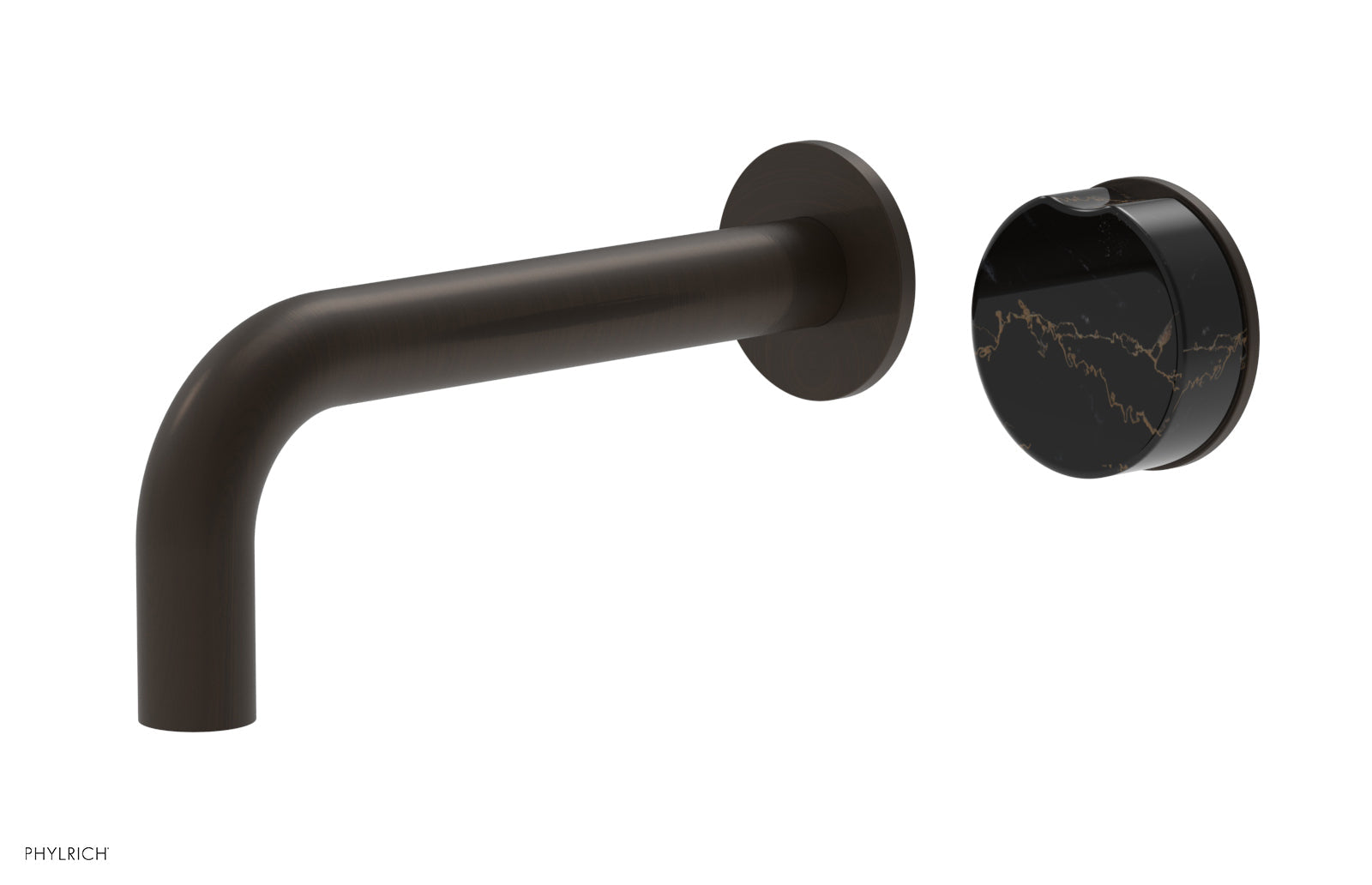 Phylrich CIRC Single Handle Wall Lavatory Set - Black Marble Handle