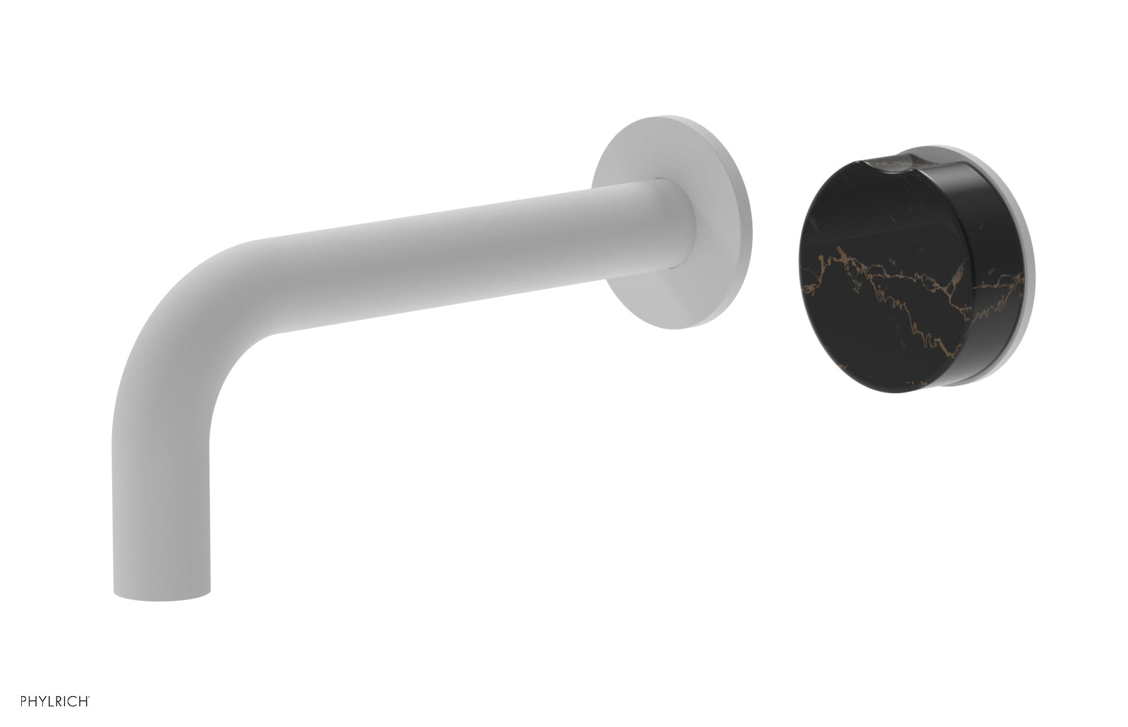 Phylrich CIRC Single Handle Wall Lavatory Set - Black Marble Handle