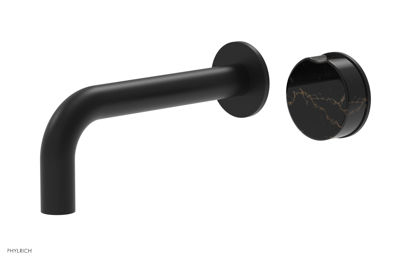 Phylrich CIRC Single Handle Wall Lavatory Set - Black Marble Handle