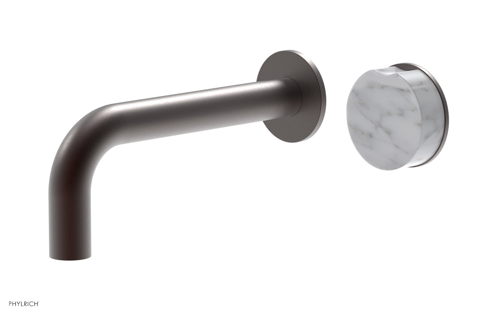 Phylrich CIRC Single Handle Wall Lavatory Set - White Marble Handle