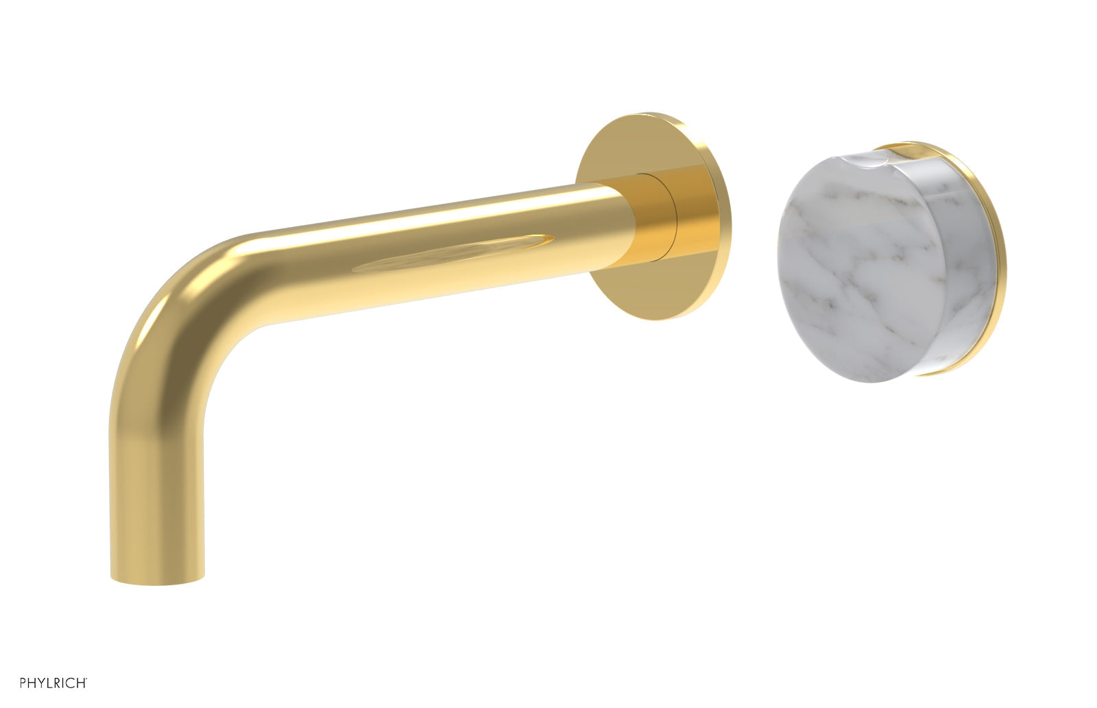 Phylrich CIRC Single Handle Wall Lavatory Set - White Marble Handle