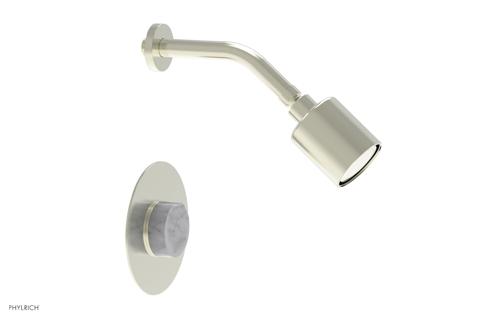 Phylrich CIRC Pressure Balance Shower Set - White Marble Handle