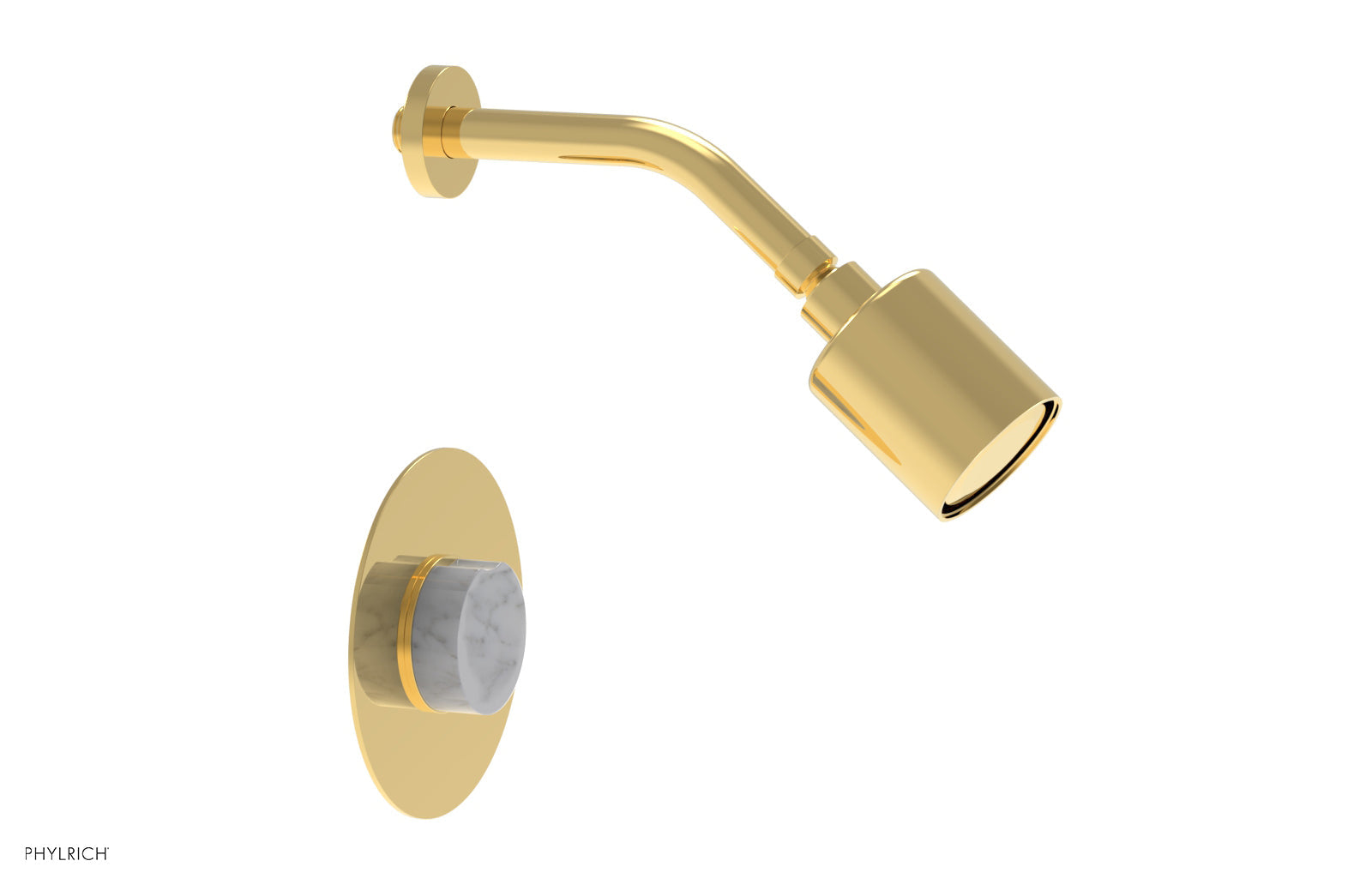 Phylrich CIRC Pressure Balance Shower Set - White Marble Handle