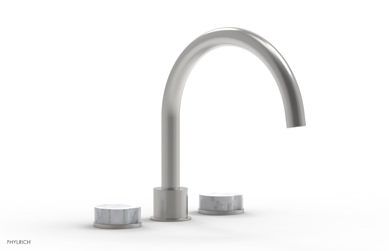 Phylrich CIRC Deck Tub Set - High Spout White Marble Handles