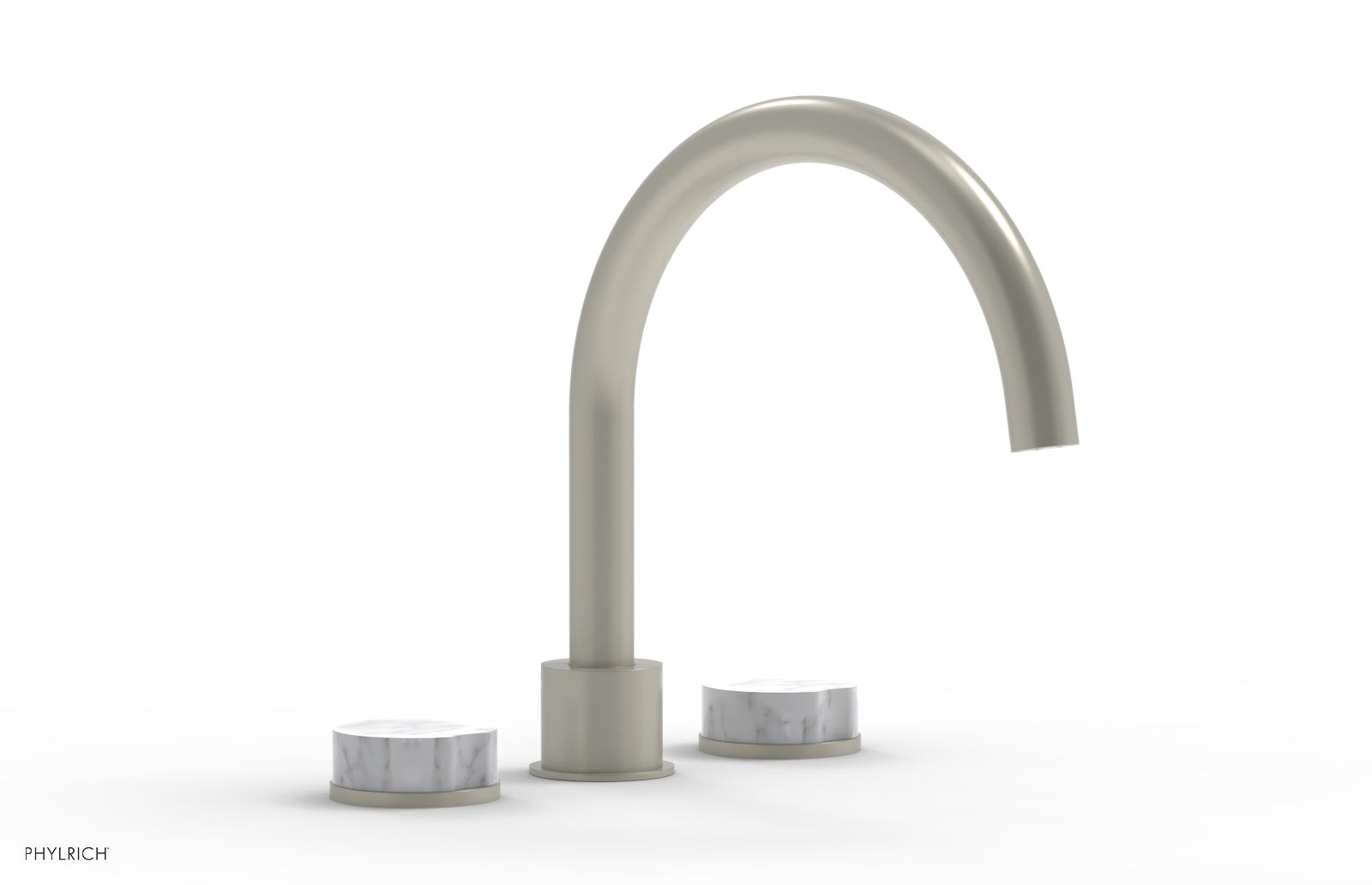 Phylrich CIRC Deck Tub Set - High Spout White Marble Handles