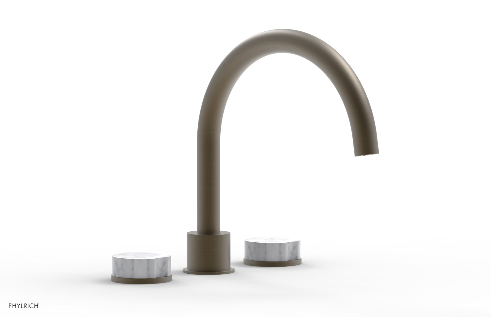 Phylrich CIRC Deck Tub Set - High Spout White Marble Handles