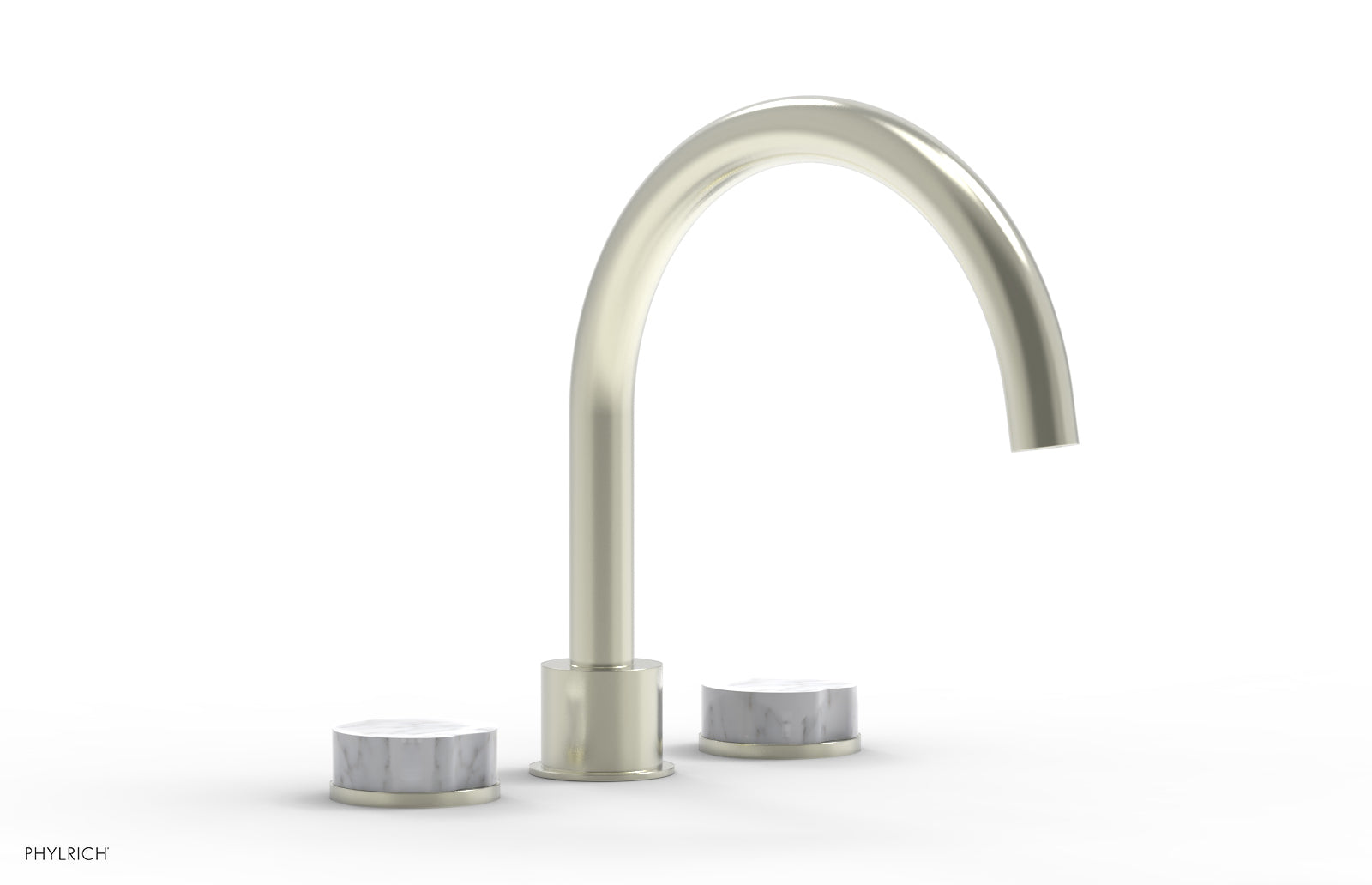 Phylrich CIRC Deck Tub Set - High Spout White Marble Handles