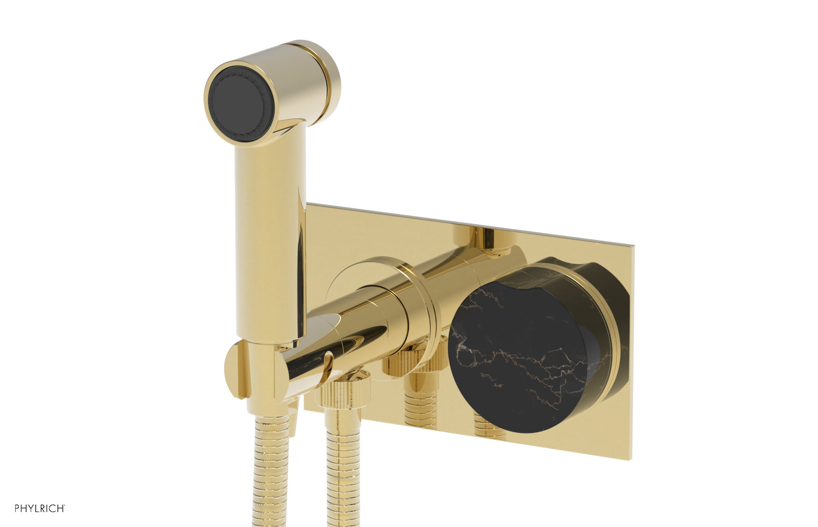 Phylrich CIRC Wall Mounted Bidet, Black Marble Handle