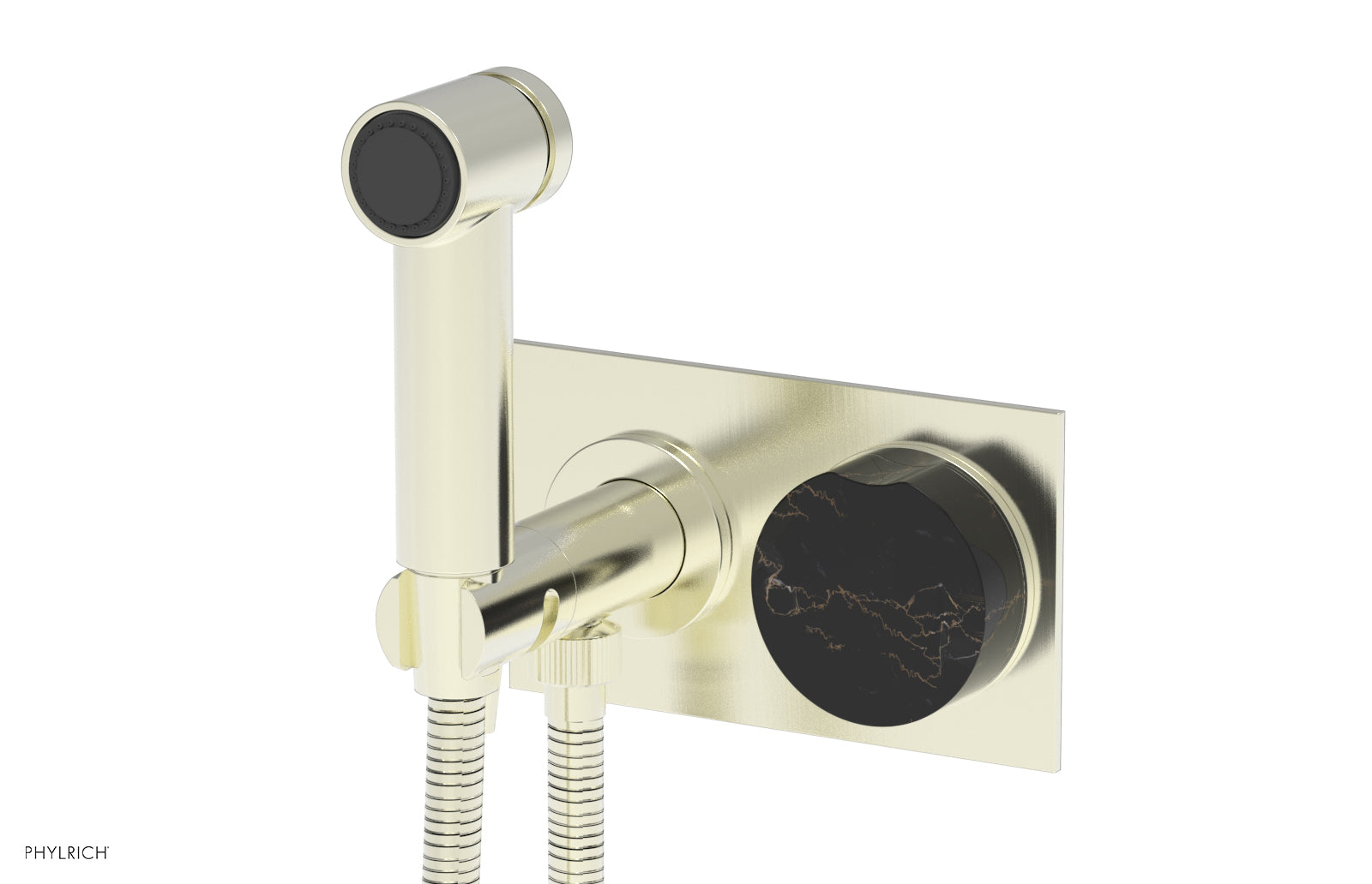 Phylrich CIRC Wall Mounted Bidet, Black Marble Handle