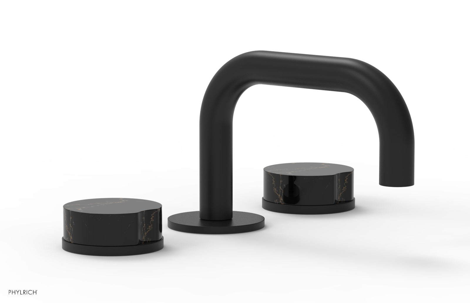 Phylrich CIRC Widespread Faucet - Low Spout, Black Marble Handles