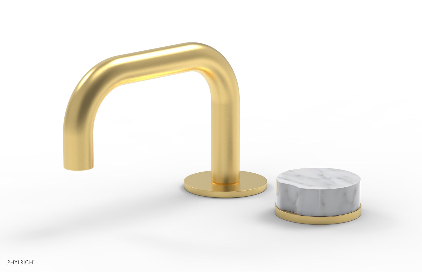 Phylrich CIRC Single Handle Faucet - Low Spout, White Marble Handle