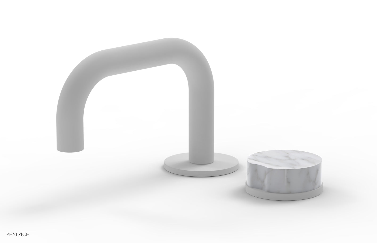 Phylrich CIRC Single Handle Faucet - Low Spout, White Marble Handle