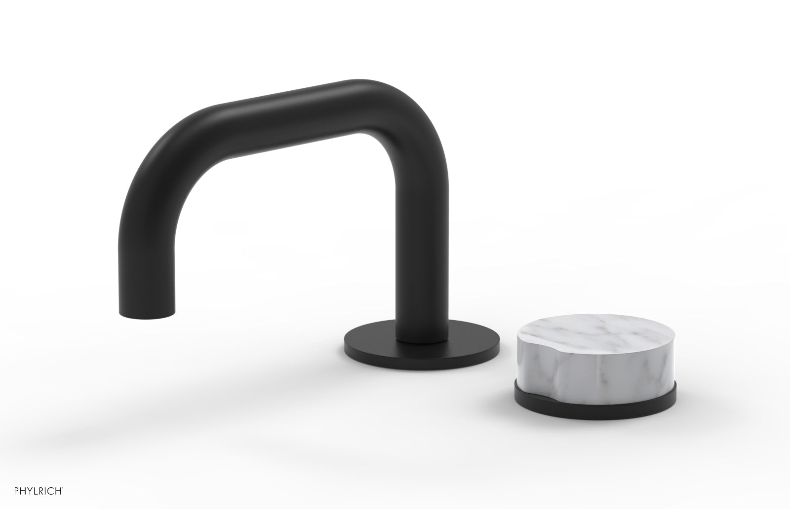 Phylrich CIRC Single Handle Faucet - Low Spout, White Marble Handle