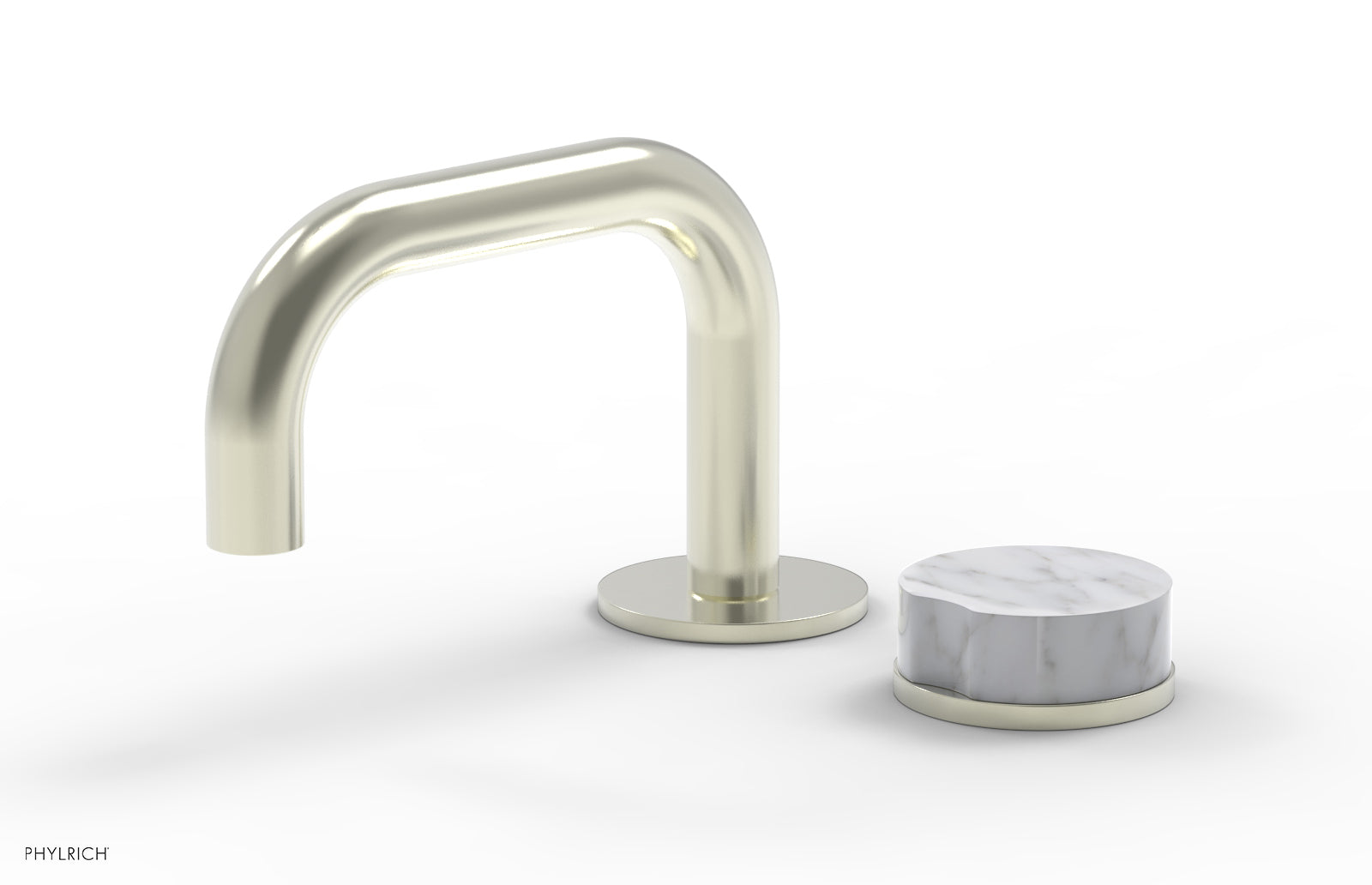 Phylrich CIRC Single Handle Faucet - Low Spout, White Marble Handle