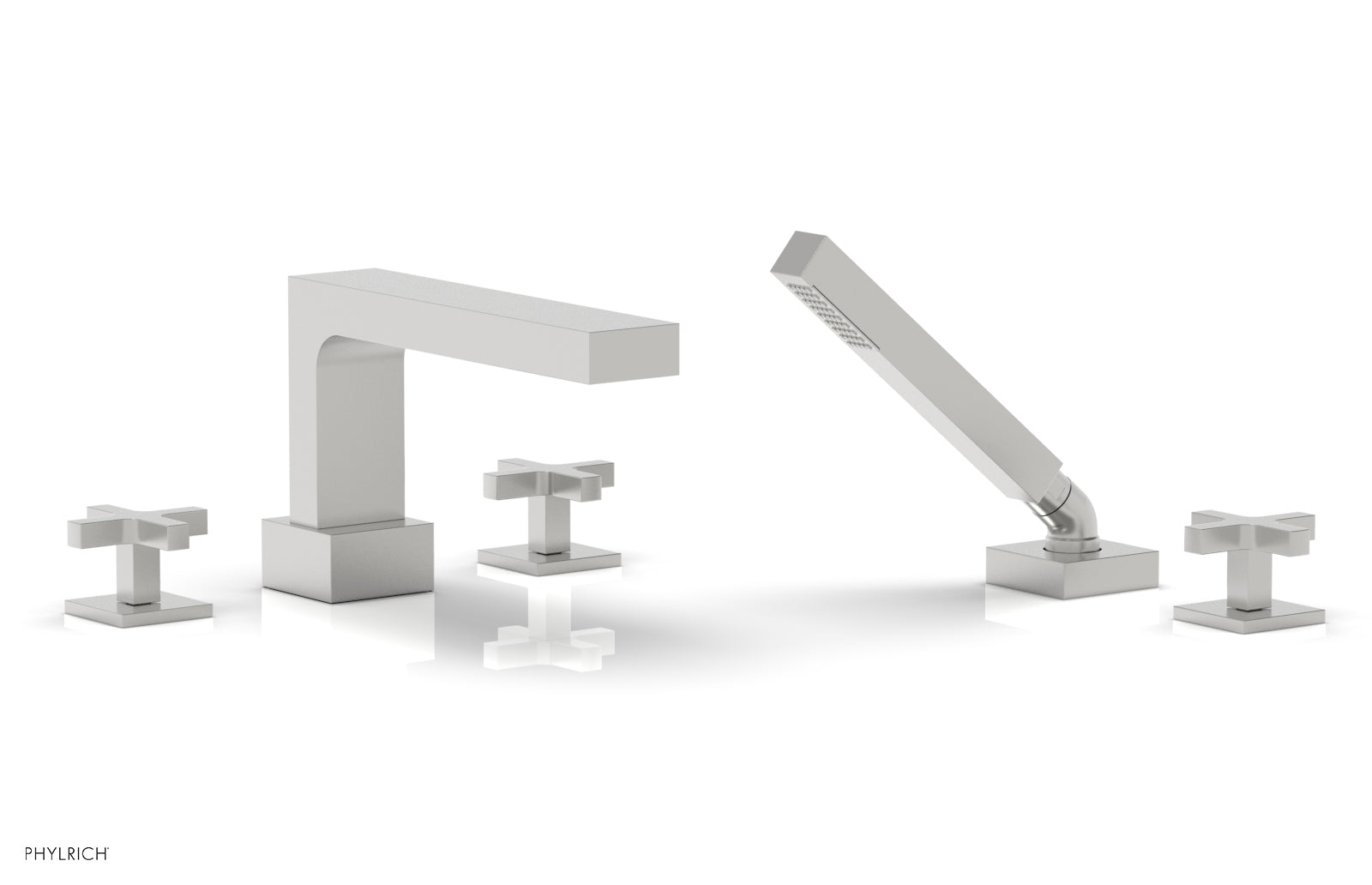Phylrich CROI Deck Tub Set with Hand Shower - Cross Handles