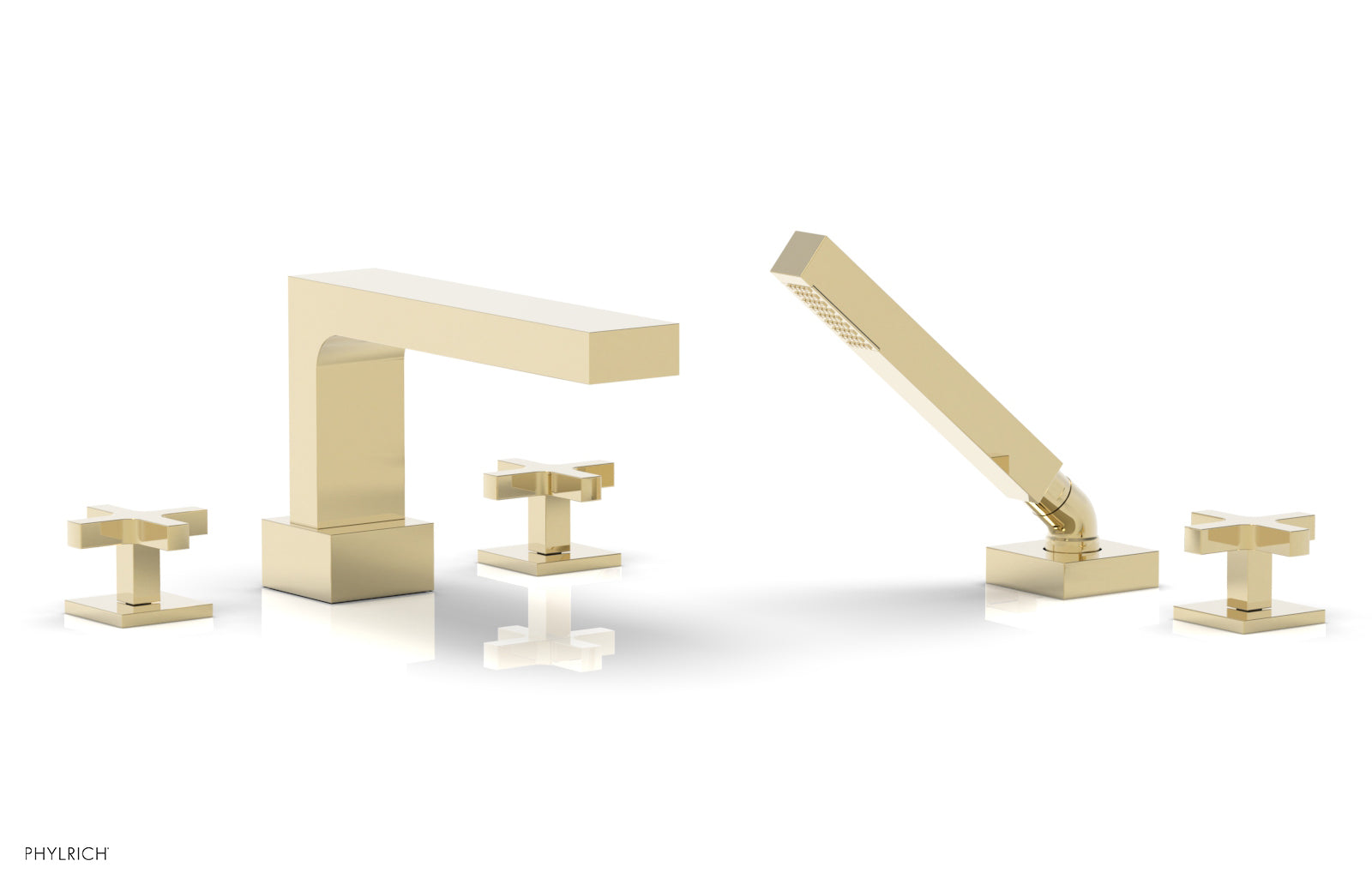 Phylrich CROI Deck Tub Set with Hand Shower - Cross Handles