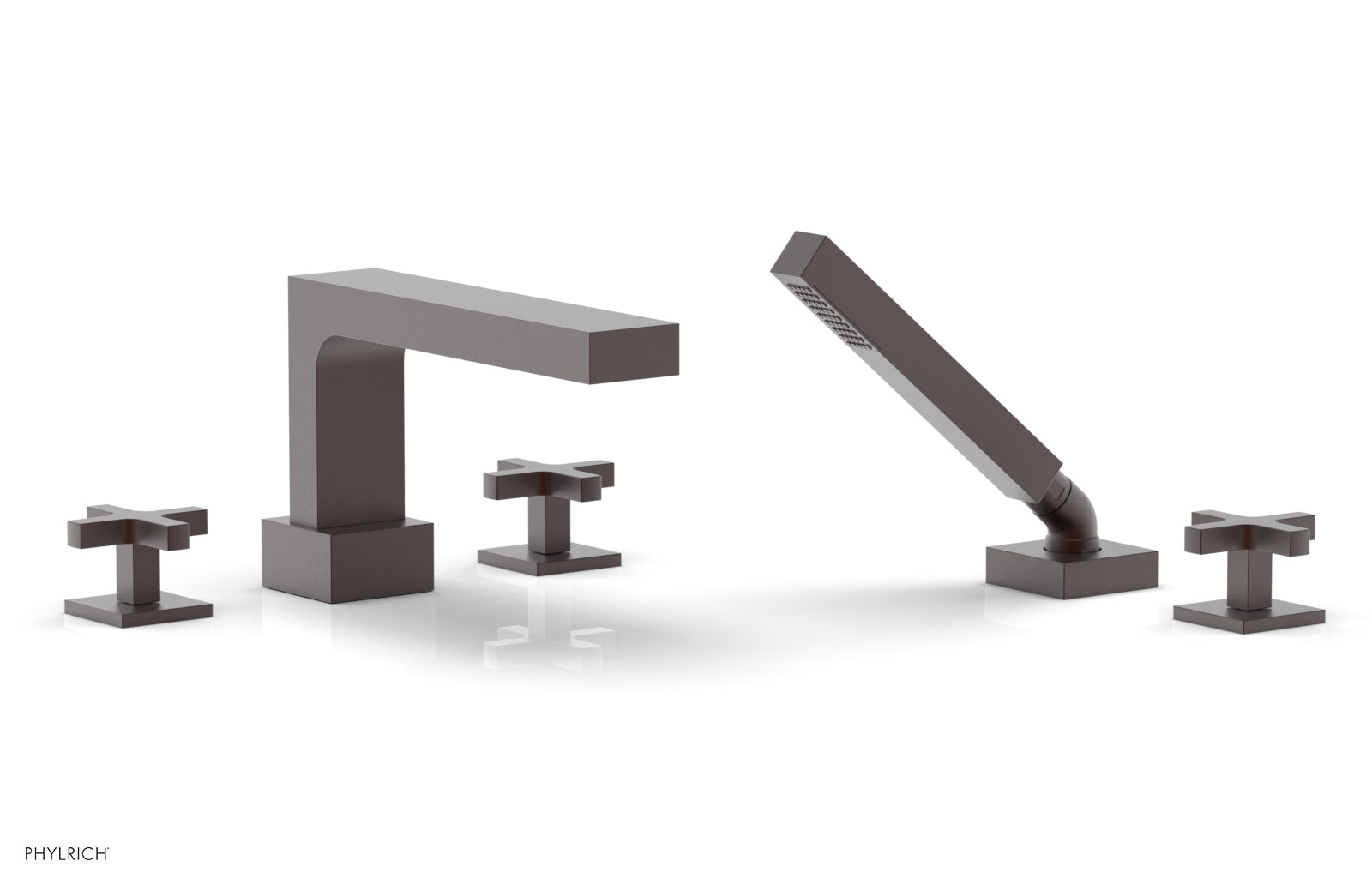 Phylrich CROI Deck Tub Set with Hand Shower - Cross Handles