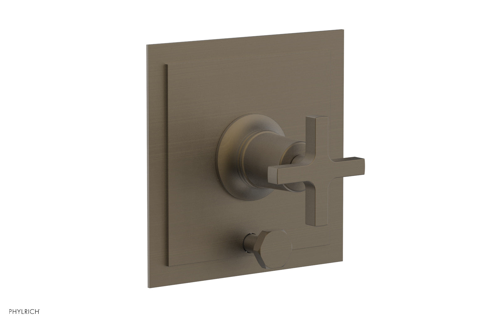 Phylrich HEX MODERN Pressure Balance Shower Plate with Diverter and Handle Trim Set - Cross Handle
