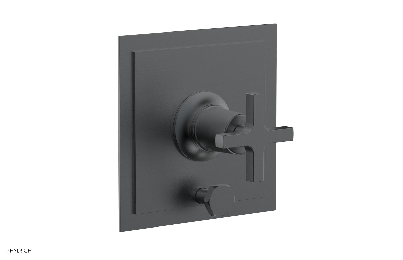 Phylrich HEX MODERN Pressure Balance Shower Plate with Diverter and Handle Trim Set - Cross Handle