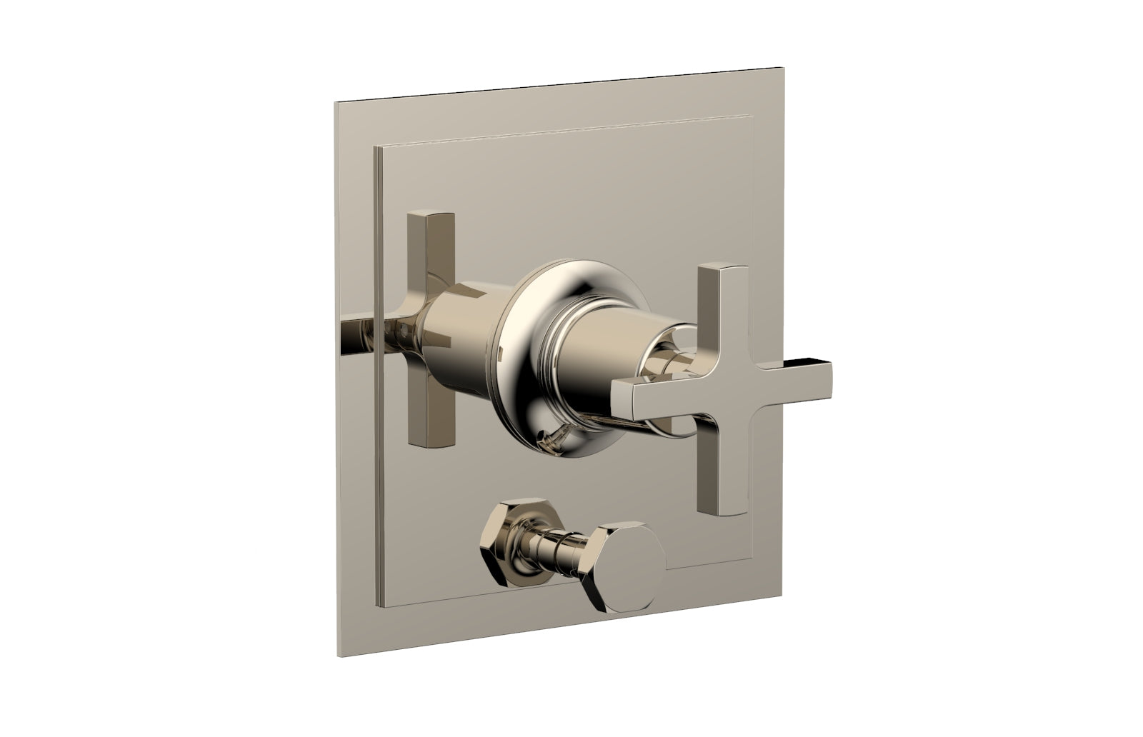 Phylrich HEX MODERN Pressure Balance Shower Plate with Diverter and Handle Trim Set - Cross Handle