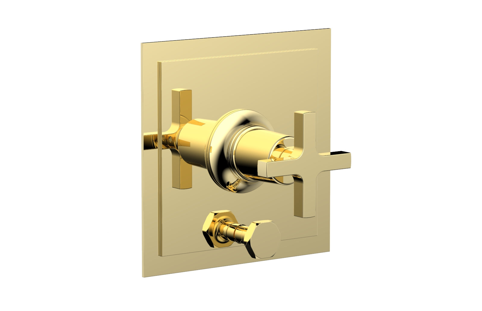 Phylrich HEX MODERN Pressure Balance Shower Plate with Diverter and Handle Trim Set - Cross Handle