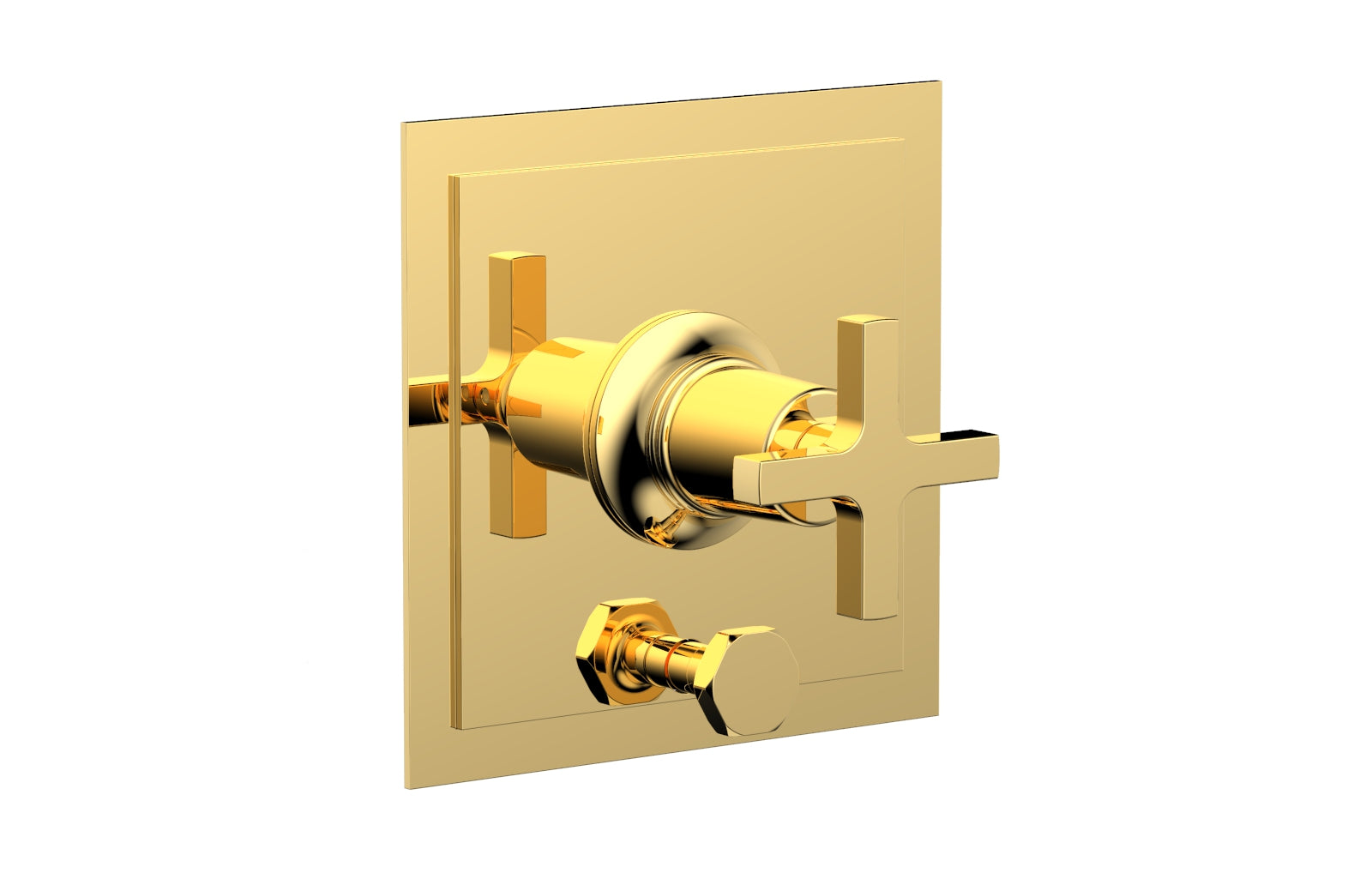 Phylrich HEX MODERN Pressure Balance Shower Plate with Diverter and Handle Trim Set - Cross Handle
