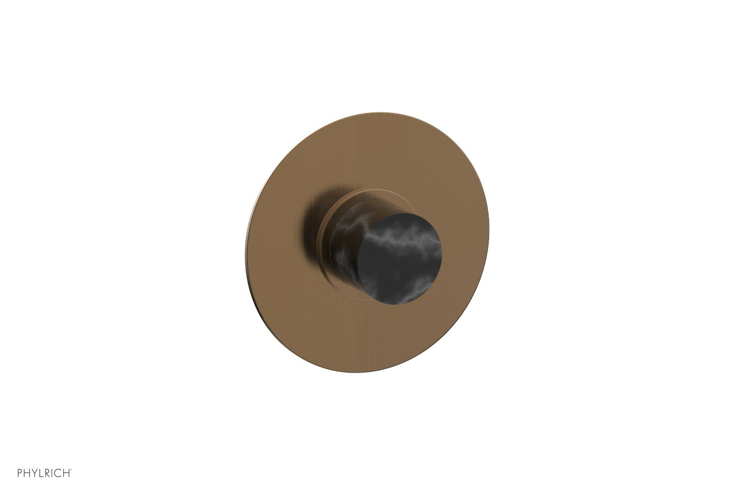 Phylrich BASIC II 1/2" Mini Thermostatic Round Shower Trim Black Marble Handle