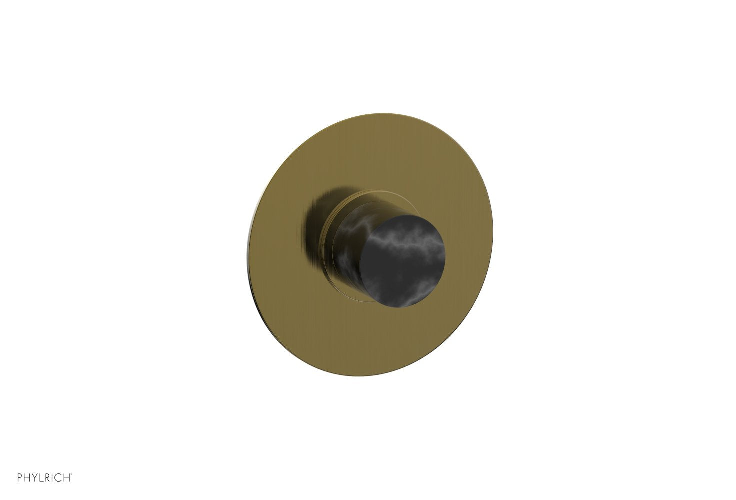Phylrich BASIC II 1/2" Mini Thermostatic Round Shower Trim Black Marble Handle