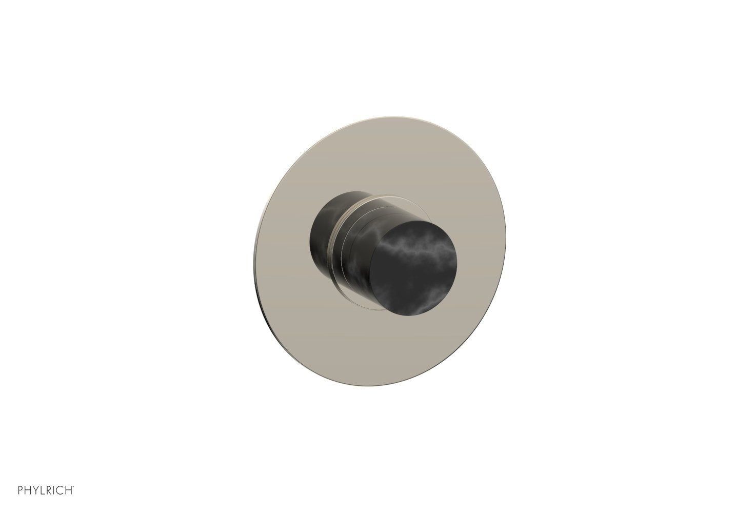 Phylrich BASIC II 1/2" Mini Thermostatic Round Shower Trim Black Marble Handle