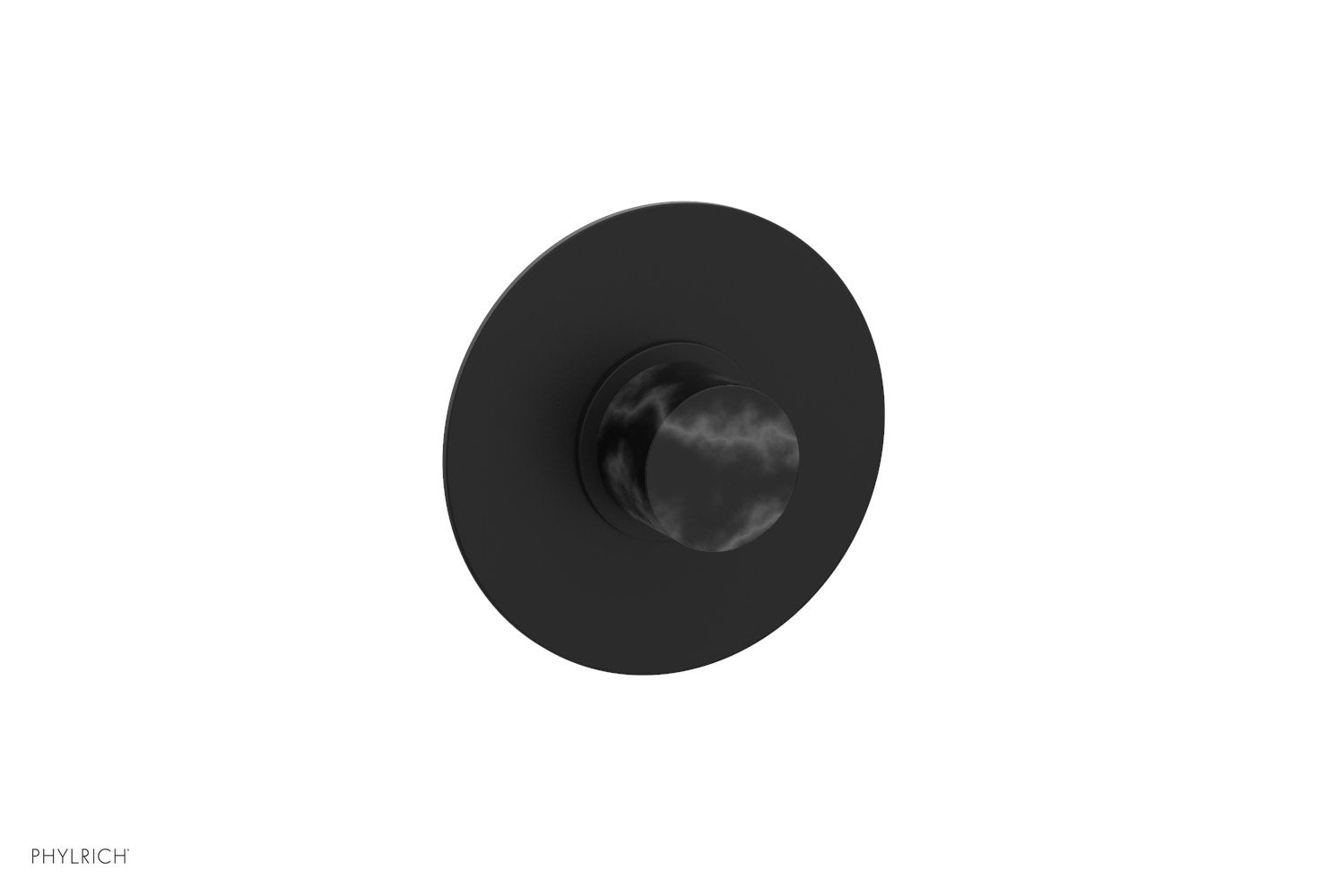 Phylrich BASIC II 1/2" Mini Thermostatic Round Shower Trim Black Marble Handle